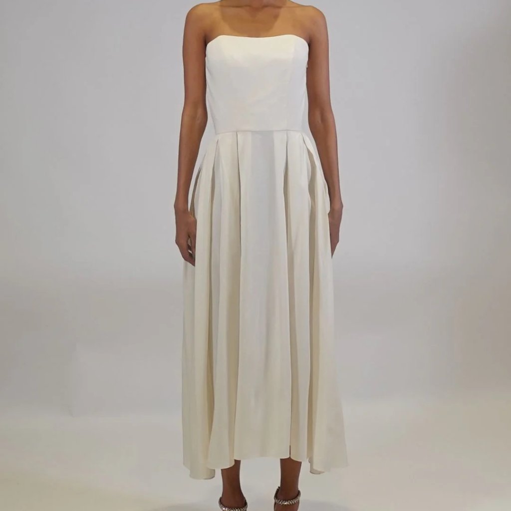 Azeeza Ezra Off-The-Shoulder Midi-Dress Ivory